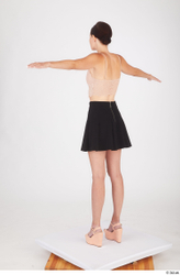Vanessa Angel beige lace crop top beige platform sandals casual dressed standing t poses whole body  jpg